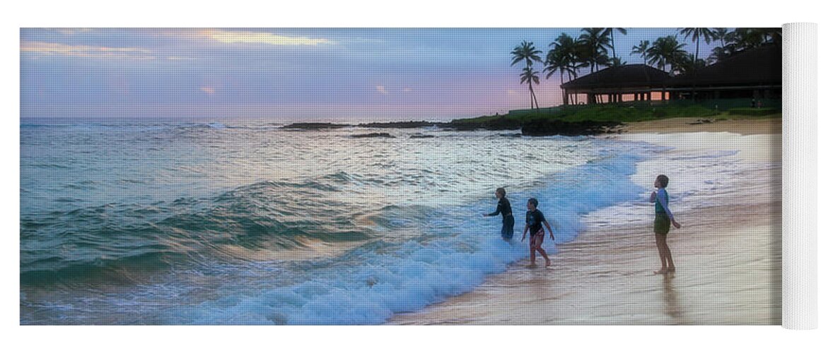 Poipu Beach Yoga Mat featuring the photograph Playing on Poipu Beach by Robert Carter