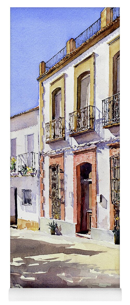 Houses Yoga Mat featuring the painting Plaza Del Encuentro Canjayar by Margaret Merry