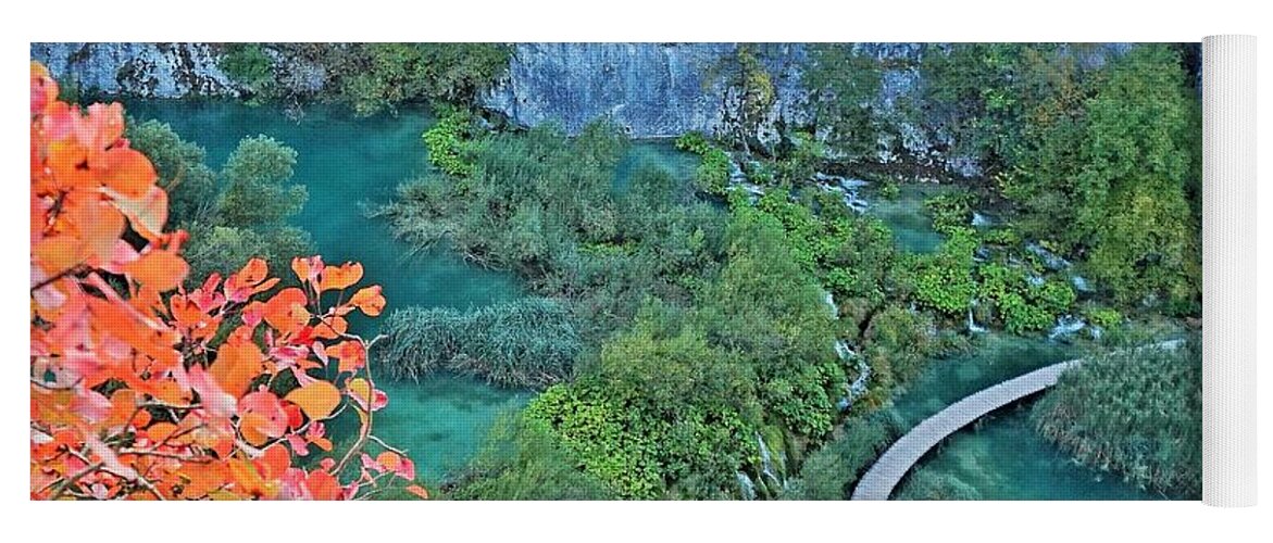 Plitvice Lakes Yoga Mat featuring the photograph Plitvice Lakes View From Above by Yvonne Jasinski