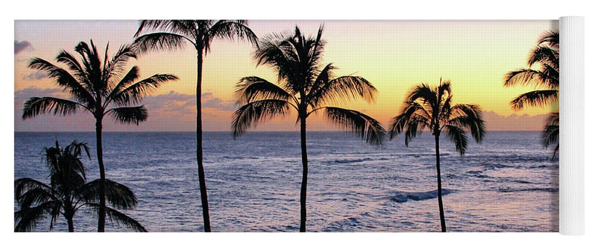 Hawaii Yoga Mat featuring the photograph Poipu Palms at Sunset by Robert Carter