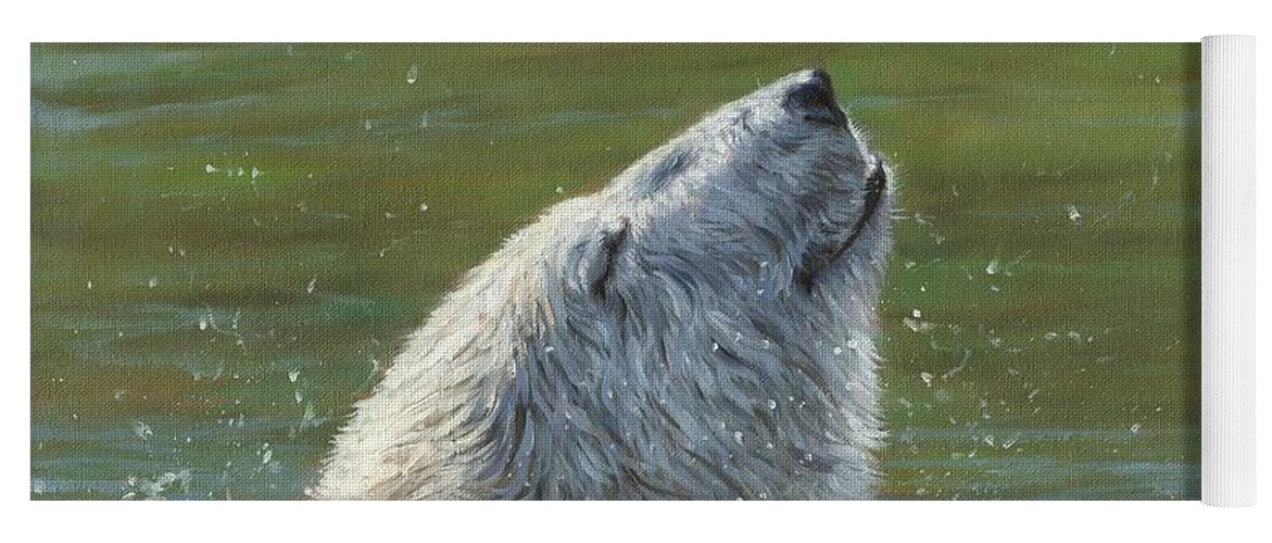 Polar Bear Yoga Mat featuring the painting Polar Bear Splash by David Stribbling