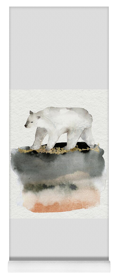 Polar Bear Yoga Mat featuring the painting Polar Bear Watercolor Animal Painting by Garden Of Delights