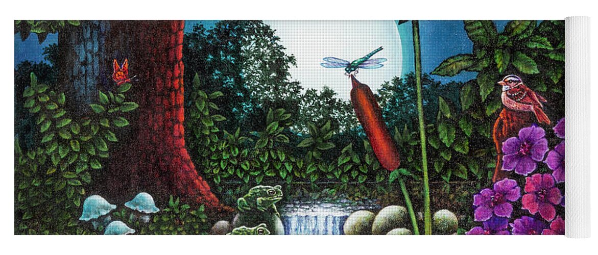 Dragonfly Yoga Mat featuring the painting Pool Party by Michael Frank
