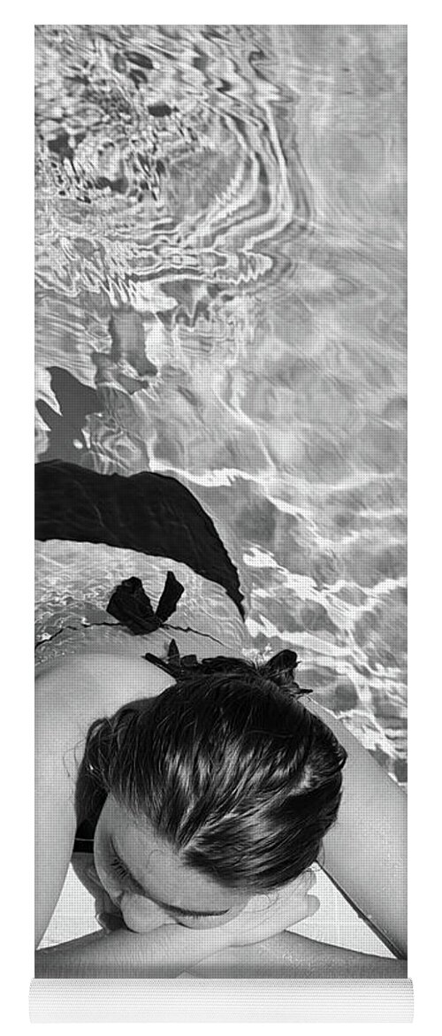 Swimming Pool Yoga Mat featuring the photograph Poolside Black and White by Laura Fasulo
