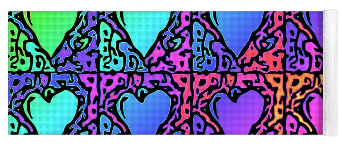 Hearts Yoga Mat featuring the digital art Pop Art Hearts by David G Paul