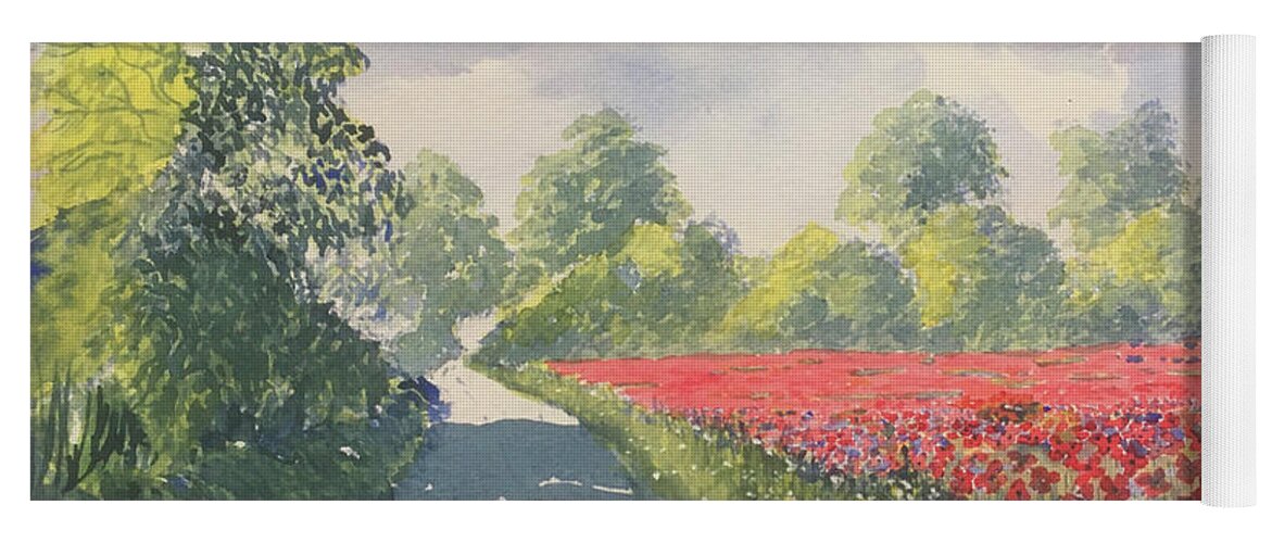 Watercolour Yoga Mat featuring the painting Poppies from Penny Lane by Glenn Marshall