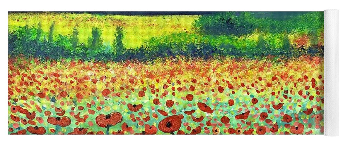 Poppies Yoga Mat featuring the painting Poppies in Tuscany by Stacey Zimmerman