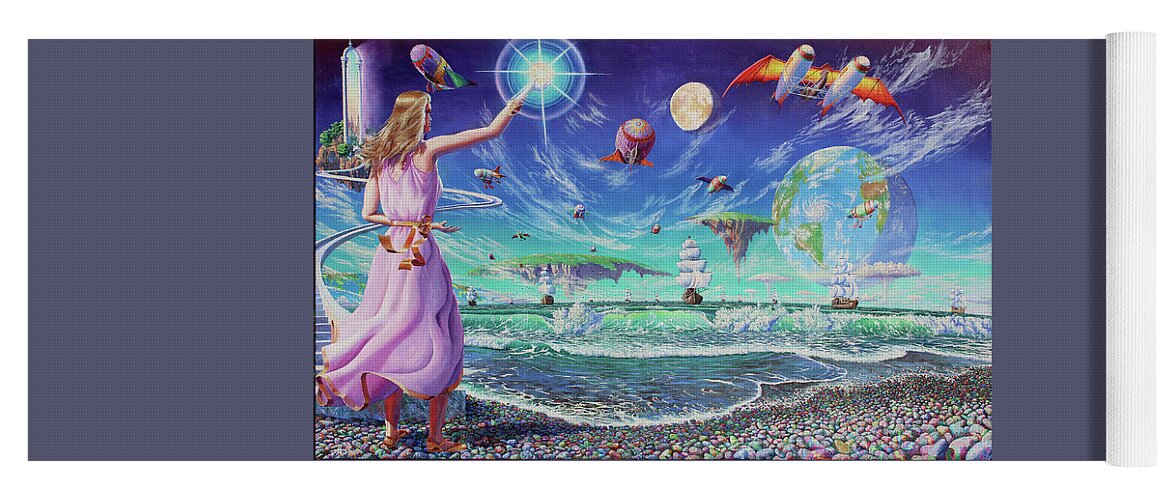Ocean Yoga Mat featuring the painting Porcelina of the Vast Oceans by Michael Goguen