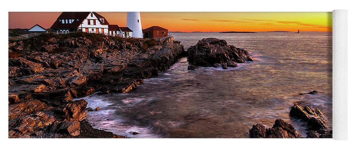 Maine Yoga Mat featuring the photograph Portland Head Lighthouse by Gary Johnson