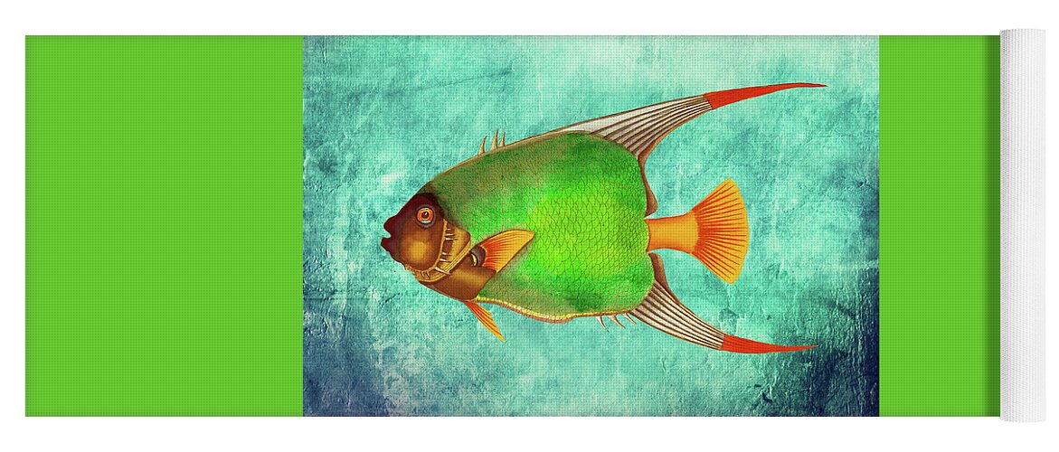 Brilliant Fish Yoga Mat featuring the digital art Portrait of a Fish 2 by Lorena Cassady