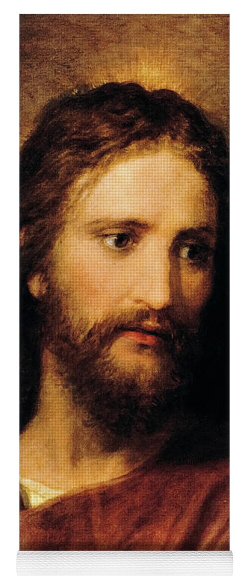 Heinrich Hofmann Yoga Mat featuring the painting Portrait of Christ by Heinrich Hofmann