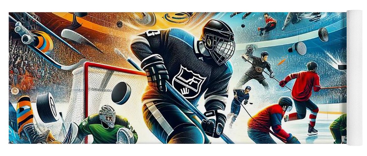 World Of Collages Yoga Mat featuring the digital art Poster collage for ice hockey -1 by Movie World Posters