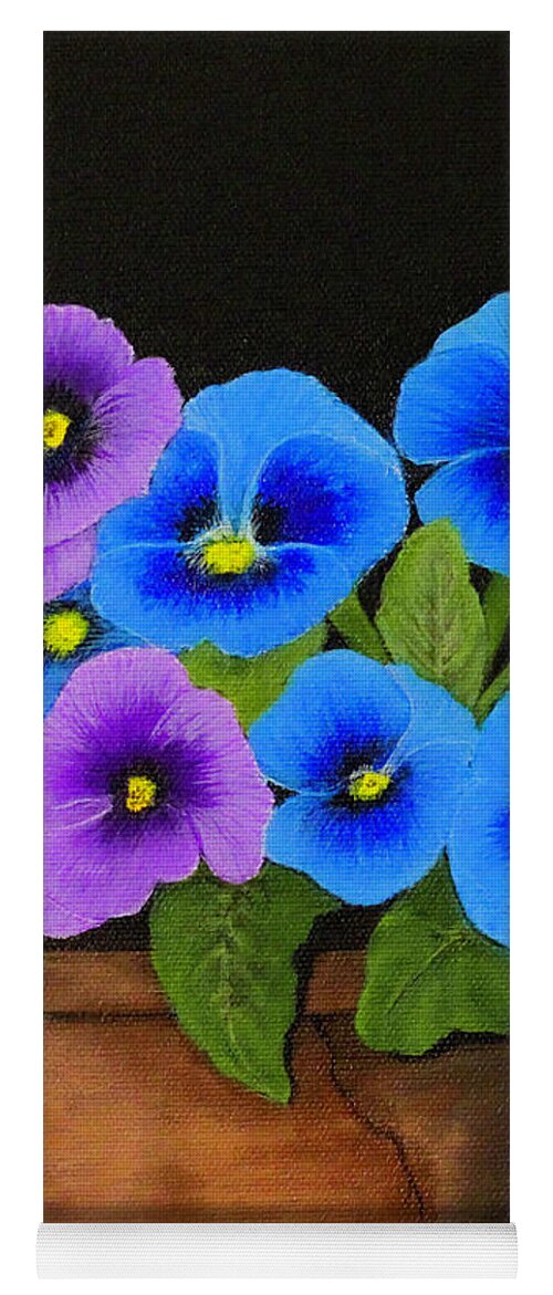 Pansies Yoga Mat featuring the painting Potted Pansies by Shirley Dutchkowski