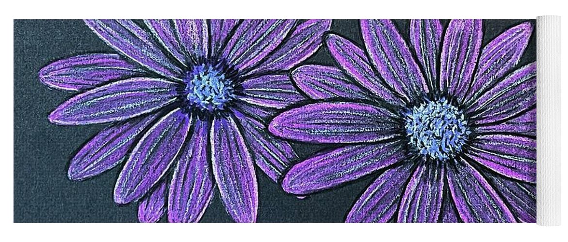 Yoga Mat featuring the digital art Practice Colored Pencil Daisies by Donna Mibus