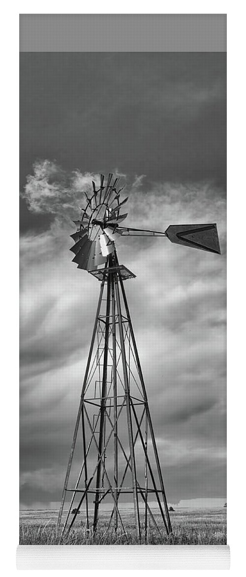 Prairie Yoga Mat featuring the photograph Prairie Windmill by Bob Falcone