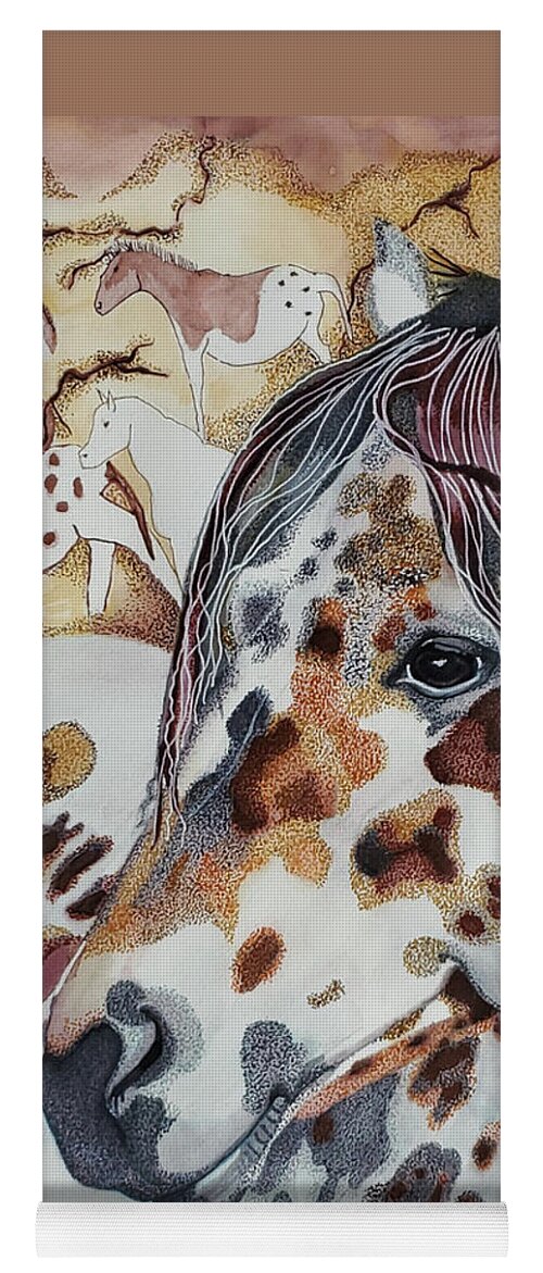 Prehistoric Yoga Mat featuring the painting Prehistoric Spotted Leopard Horse by Equus Artisan