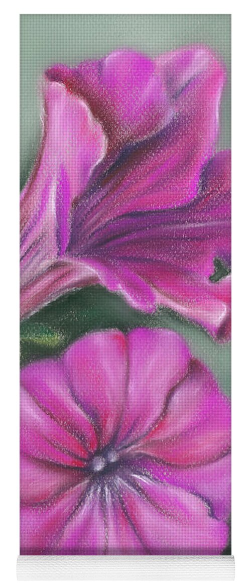 Botanical Yoga Mat featuring the painting Pretty Pink Petunias by MM Anderson