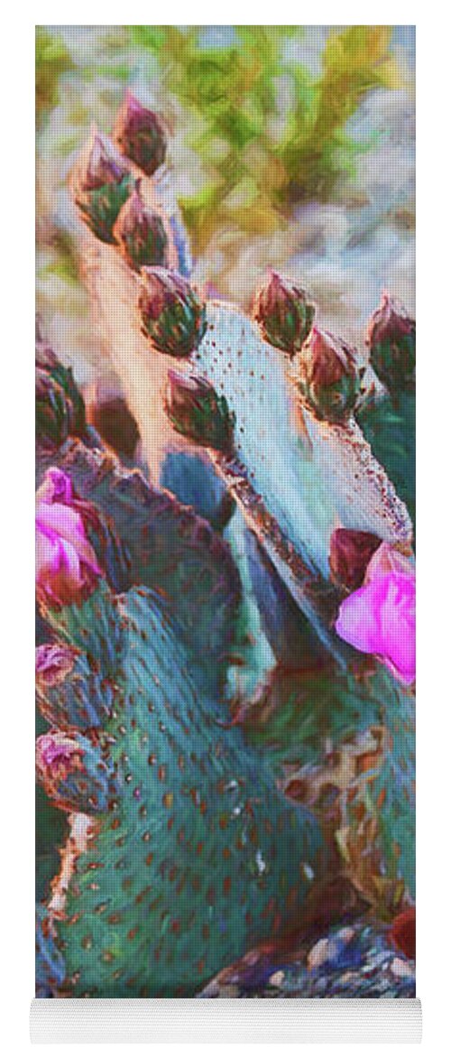 Plant Yoga Mat featuring the photograph Prickly Pear Cacti at springtime Arizona by Tatiana Travelways
