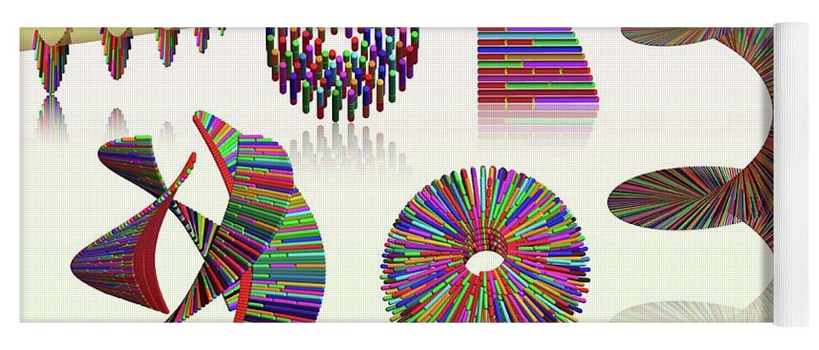 Math Yoga Mat featuring the digital art Prime Log Spirals by Dan Bach