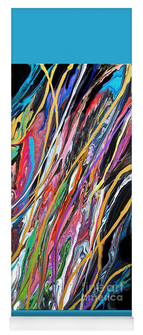 Joyful Lighthearted Abstract Expressionist Colorful Vibrant Dramatic Energetic Rainbow Dynamic Yoga Mat featuring the painting Prism Break 7364 by Priscilla Batzell Expressionist Art Studio Gallery