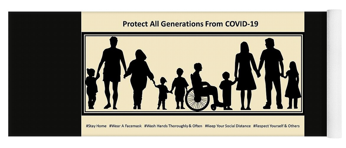 Family Yoga Mat featuring the mixed media Protect All Generations From COVID-19 by Nancy Ayanna Wyatt
