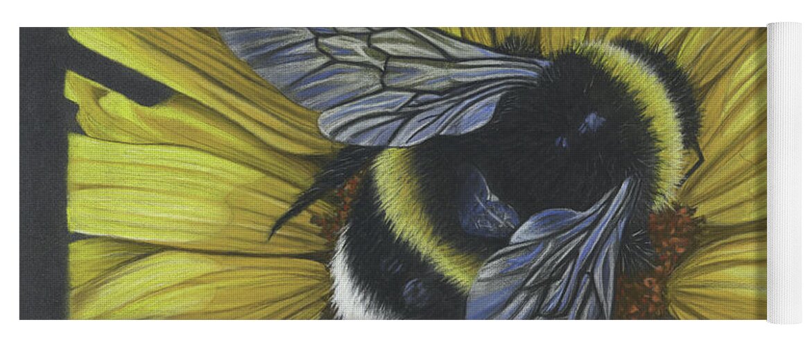 Bumblebee Yoga Mat featuring the pastel Protect Pollinators by Twyla Francois