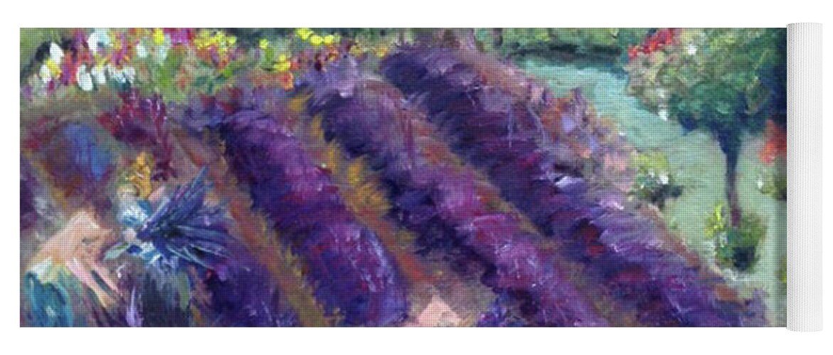 Provence Yoga Mat featuring the painting Provence Lavender Farm by Roxy Rich