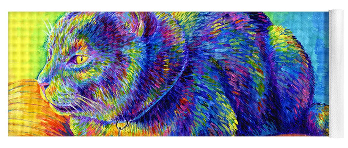 Cat Yoga Mat featuring the painting Psychedelic Spirit by Rebecca Wang