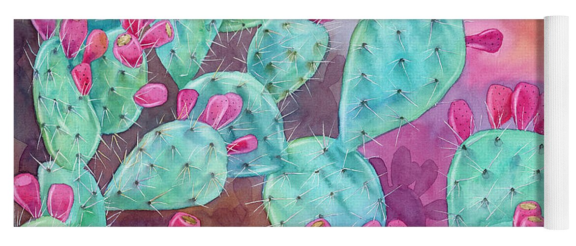 Opuntia Yoga Mat featuring the painting Psychodelic Opuntia by Espero Art