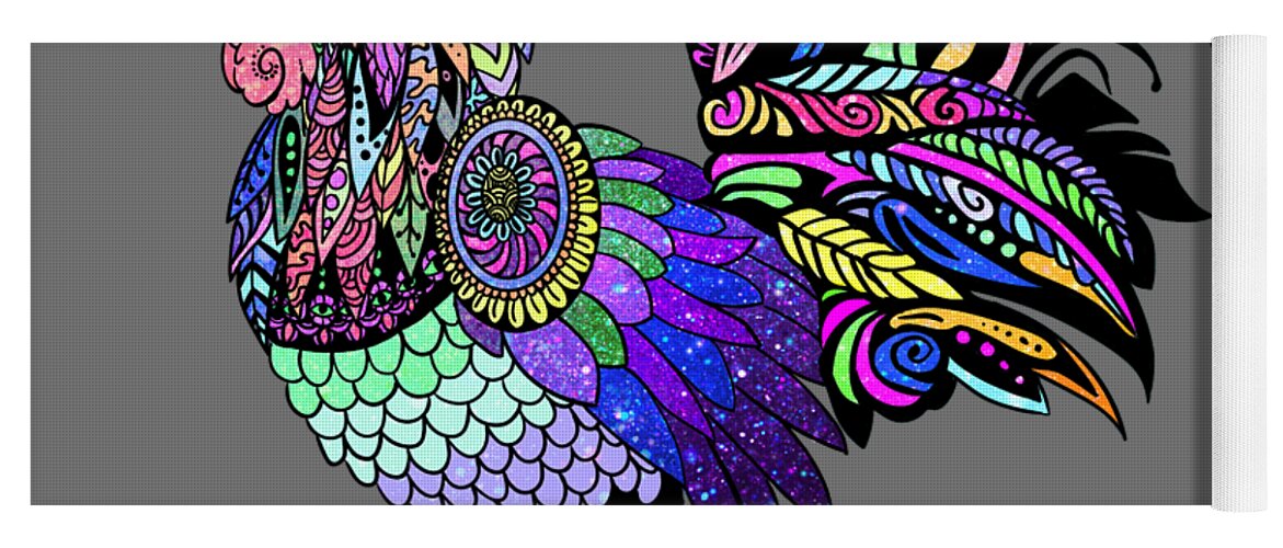  Yoga Mat featuring the digital art PSYCHOdelic ROOster by Tony Camm