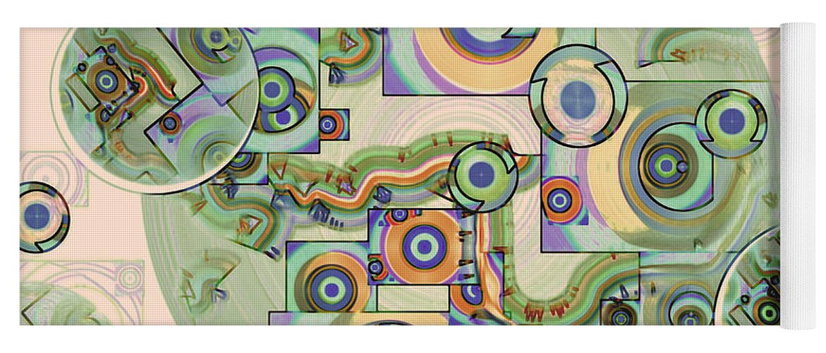 Abstract Yoga Mat featuring the mixed media Pulse of the Motherboard 14 by Lynda Lehmann