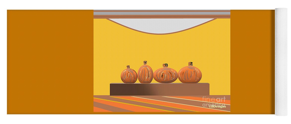 “arts And Design”; Gallery; Images; Ancient; Celebrate; Leaves; “pumpkins And Pottery”; “modern Minimalism”; “abstract And Still Life”; Autumn Yoga Mat featuring the digital art Pumpkin Pottery by LBDesigns