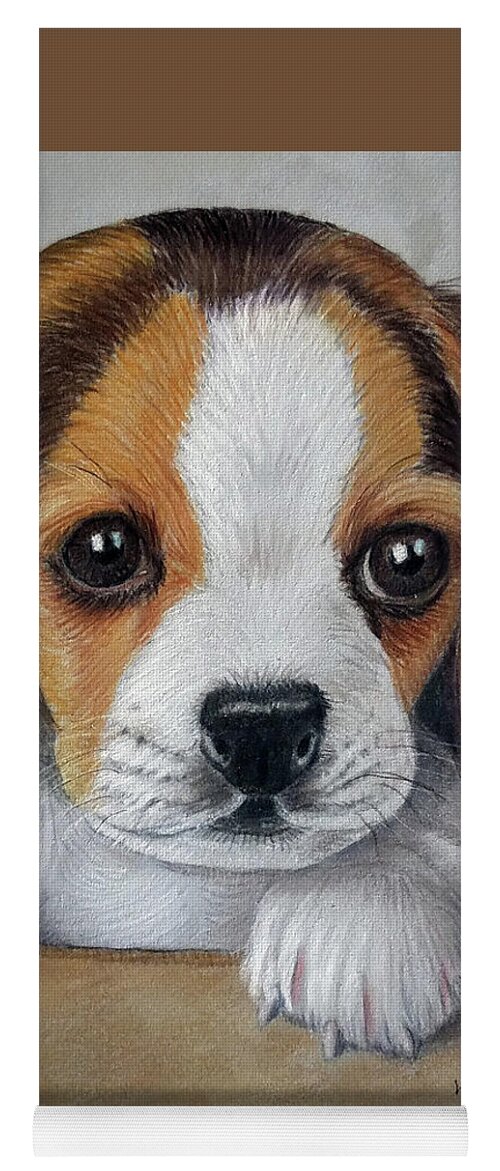 Beagles Yoga Mat featuring the drawing Puppy Love by Lorraine Foster
