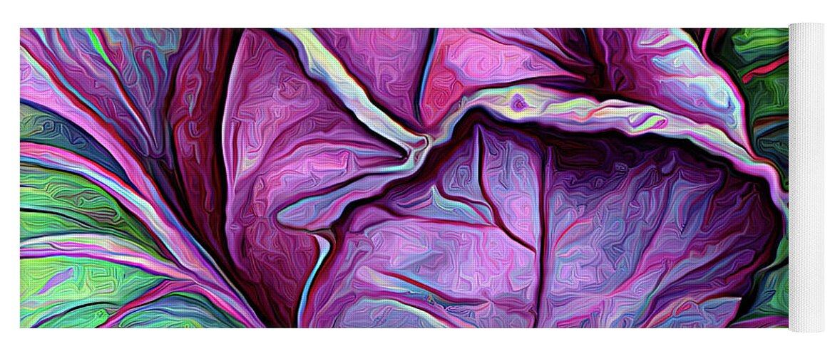 Purple Cabbage Yoga Mat featuring the digital art Purple Cabbage 5a by Cathy Anderson