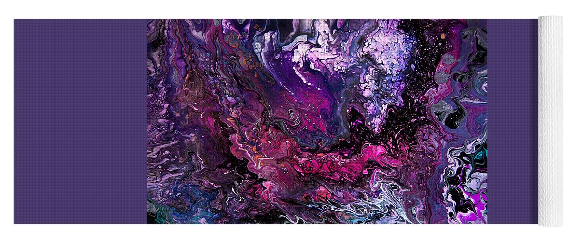 Space Celestial Purple Fantastic Yoga Mat featuring the painting Purple Galaxy View 7668 by Priscilla Batzell Expressionist Art Studio Gallery