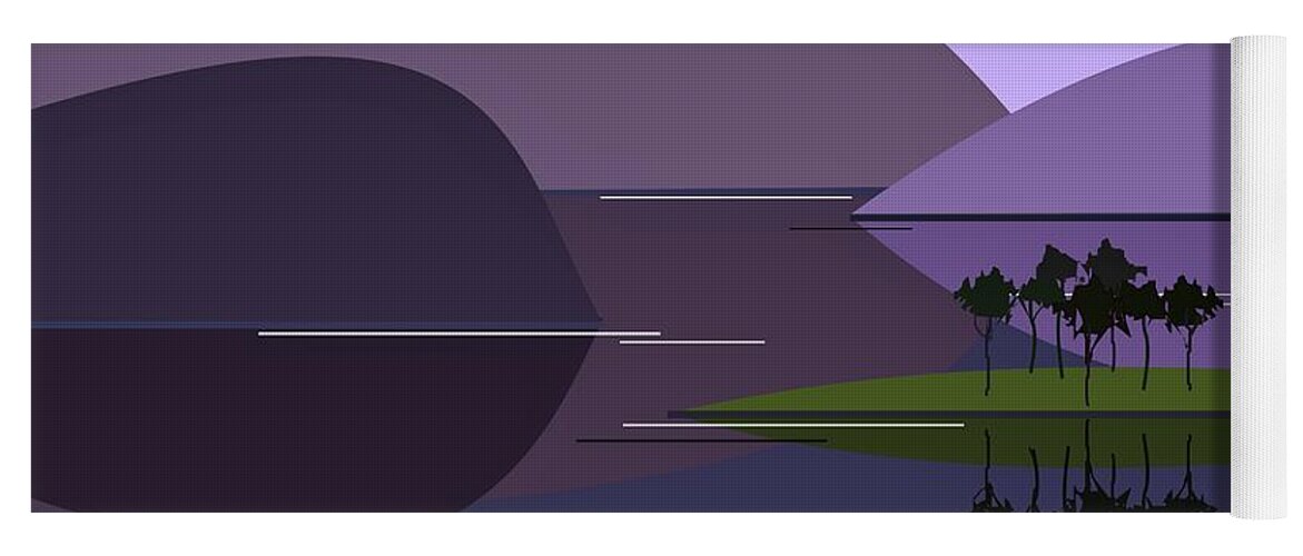 Purple Yoga Mat featuring the digital art Purple Hills by Fatline Graphic Art