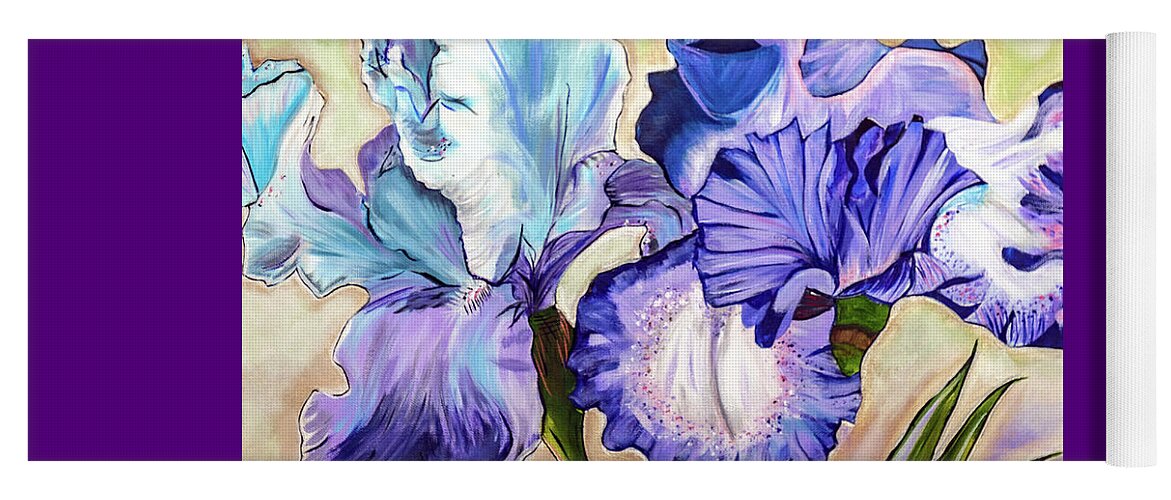 Flower Yoga Mat featuring the painting Purple Iris by Chiquita Howard-Bostic