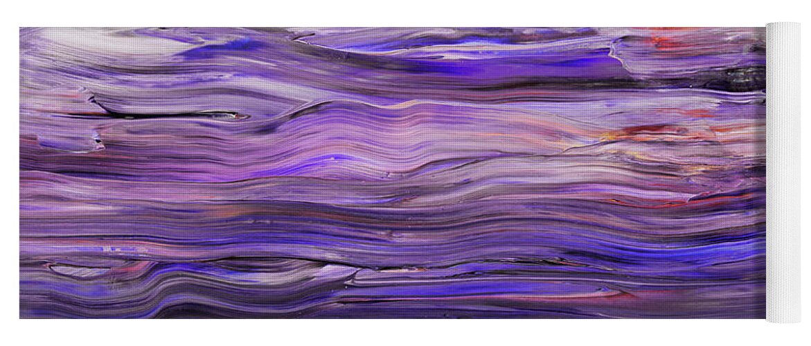 Purple Yoga Mat featuring the painting Purple Waves And Reflections Of The Sunset by Irina Sztukowski