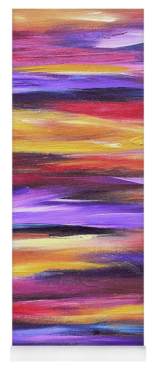Abstract Waves Yoga Mat featuring the painting Purple Waves by Maria Meester