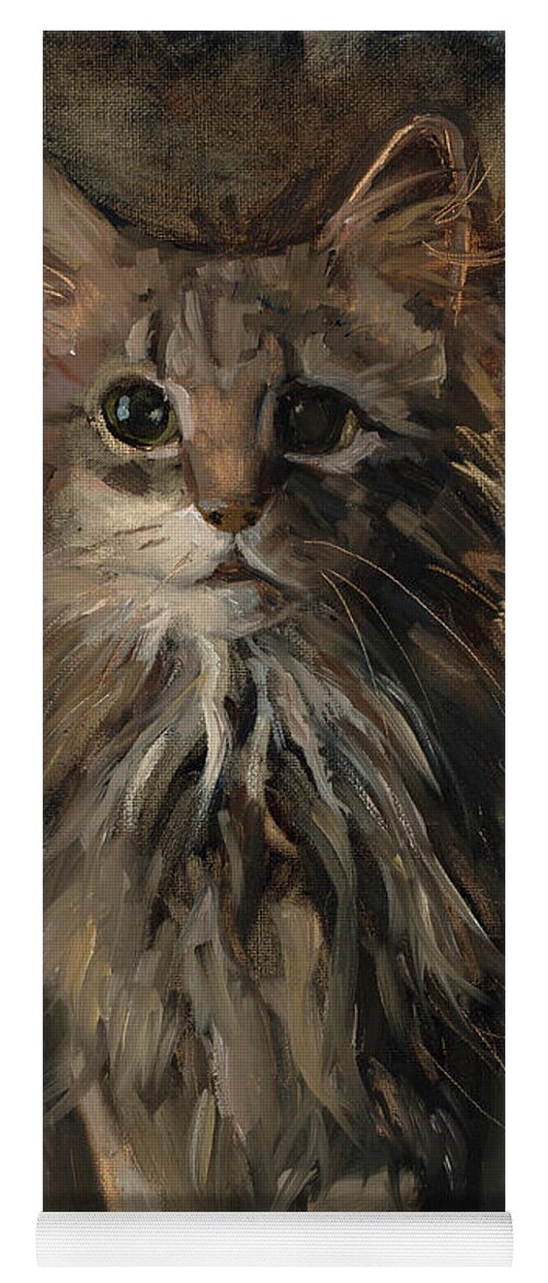 Maine Coon Art Yoga Mat featuring the painting Purrfect by Billie Colson