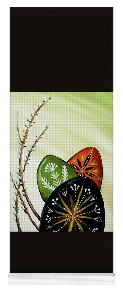 Easter Yoga Mat featuring the painting Pysanky by Karen Mesaros