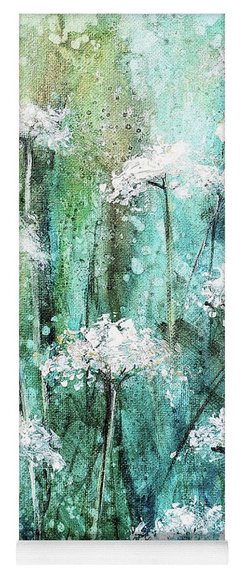 Abstract Yoga Mat featuring the painting Queen Anne's Lace by Zan Savage