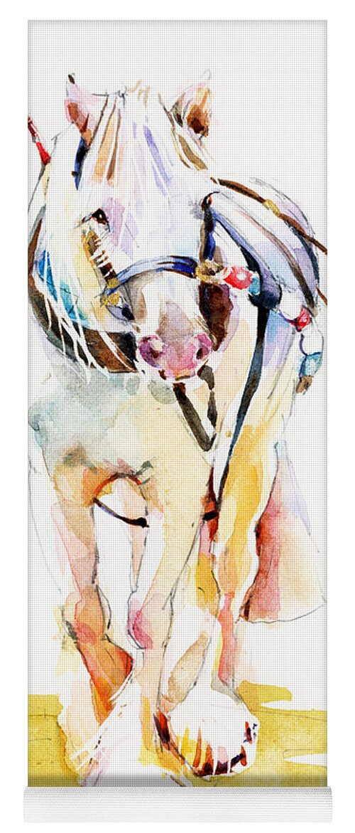Working Horse Yoga Mat featuring the painting 'Queenie' by Penny Taylor-Beardow