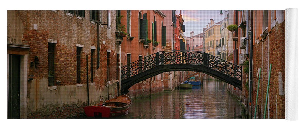 Cityscape Yoga Mat featuring the photograph Quiet Evening in Venice Italy by Lily Malor