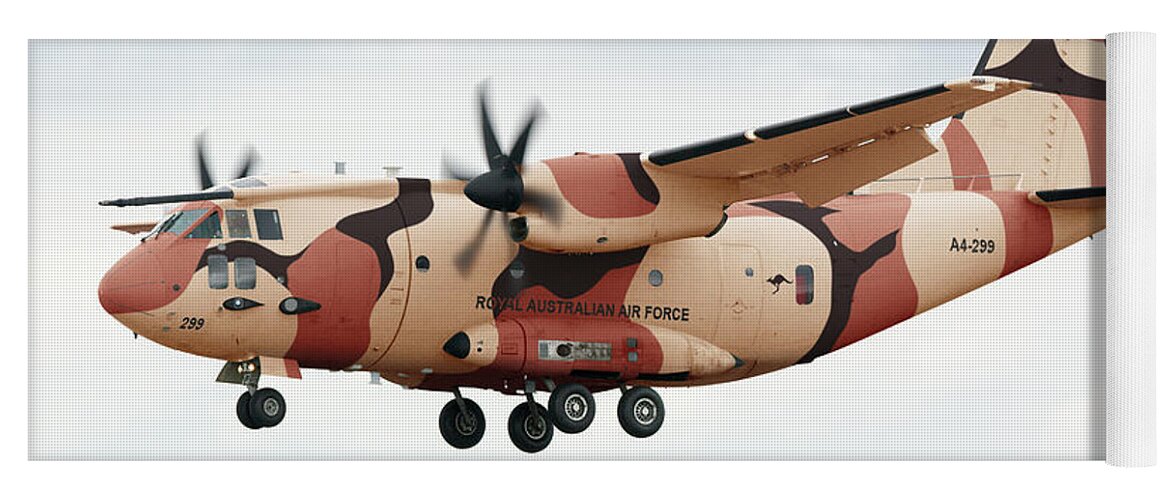 Spartan Yoga Mat featuring the digital art RAAF C-27J Spartan Desert by Custom Aviation Art