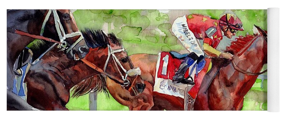 Racing Trio Yoga Mat featuring the painting Racing Trio by Suzann Sines