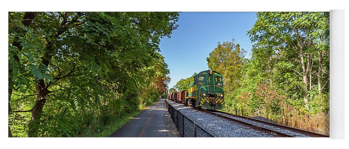 Appalachian Yoga Mat featuring the photograph Rail bike trail by Chris Spencer
