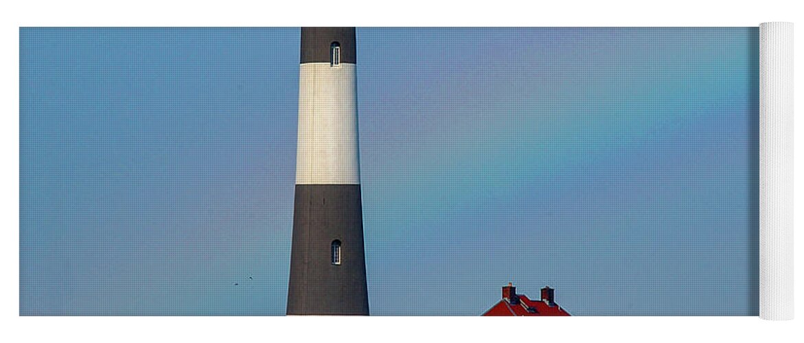 Lighthouse Yoga Mat featuring the photograph Rainbow At The Lighthouse by Cathy Kovarik