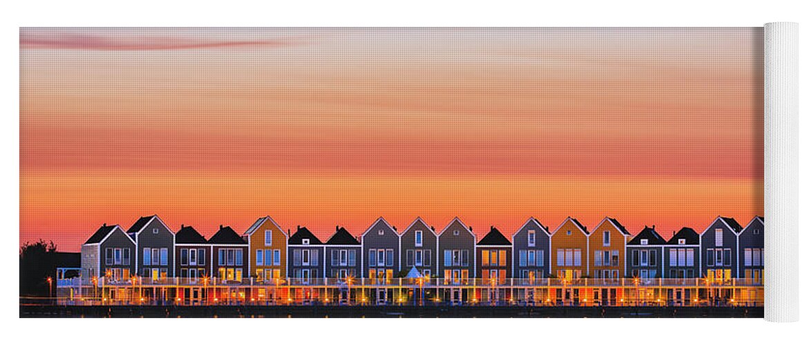  Yoga Mat featuring the photograph Rainbow houses during sunset by Patrick Van Os