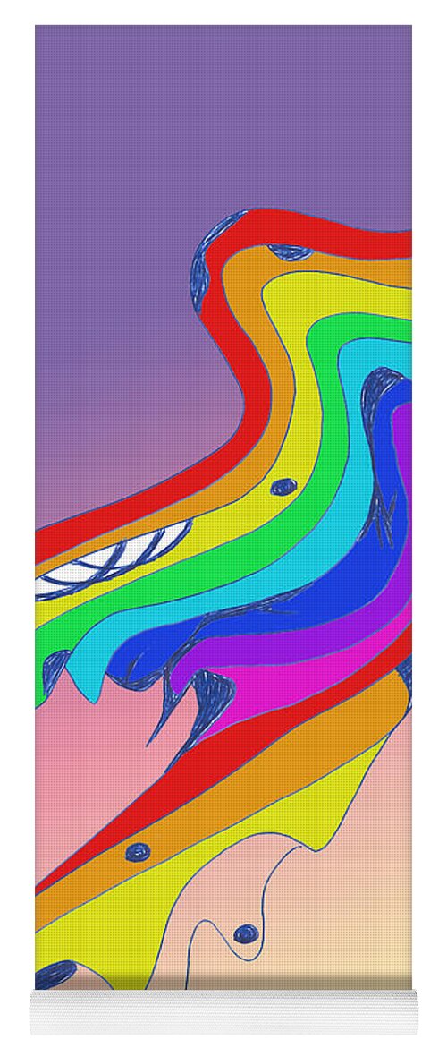 Rainbow Yoga Mat featuring the digital art Rainbow Snakeskin by Mary Mikawoz